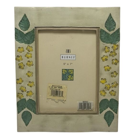 Vintage Burnes Photo Frame 3D Yellow Flowers Green Leaves 5" x 7" Photo NWT - Picture 1 of 9